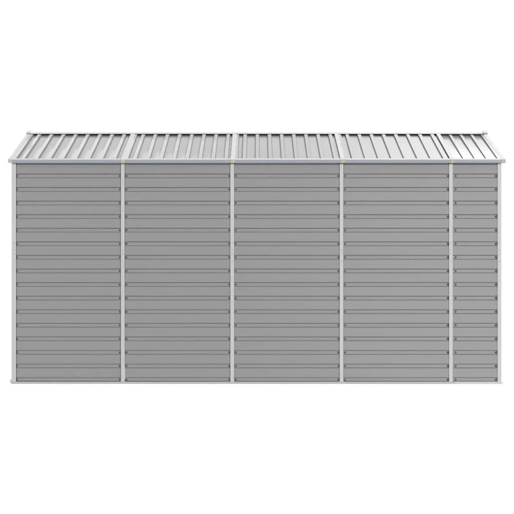 Casetta da giardino cabina ripostiglio casetta da esterno robusta casetta per attrezzi colore chiaro 191 x 385 x 198 cm acciaio zincato grigio 02_0022244