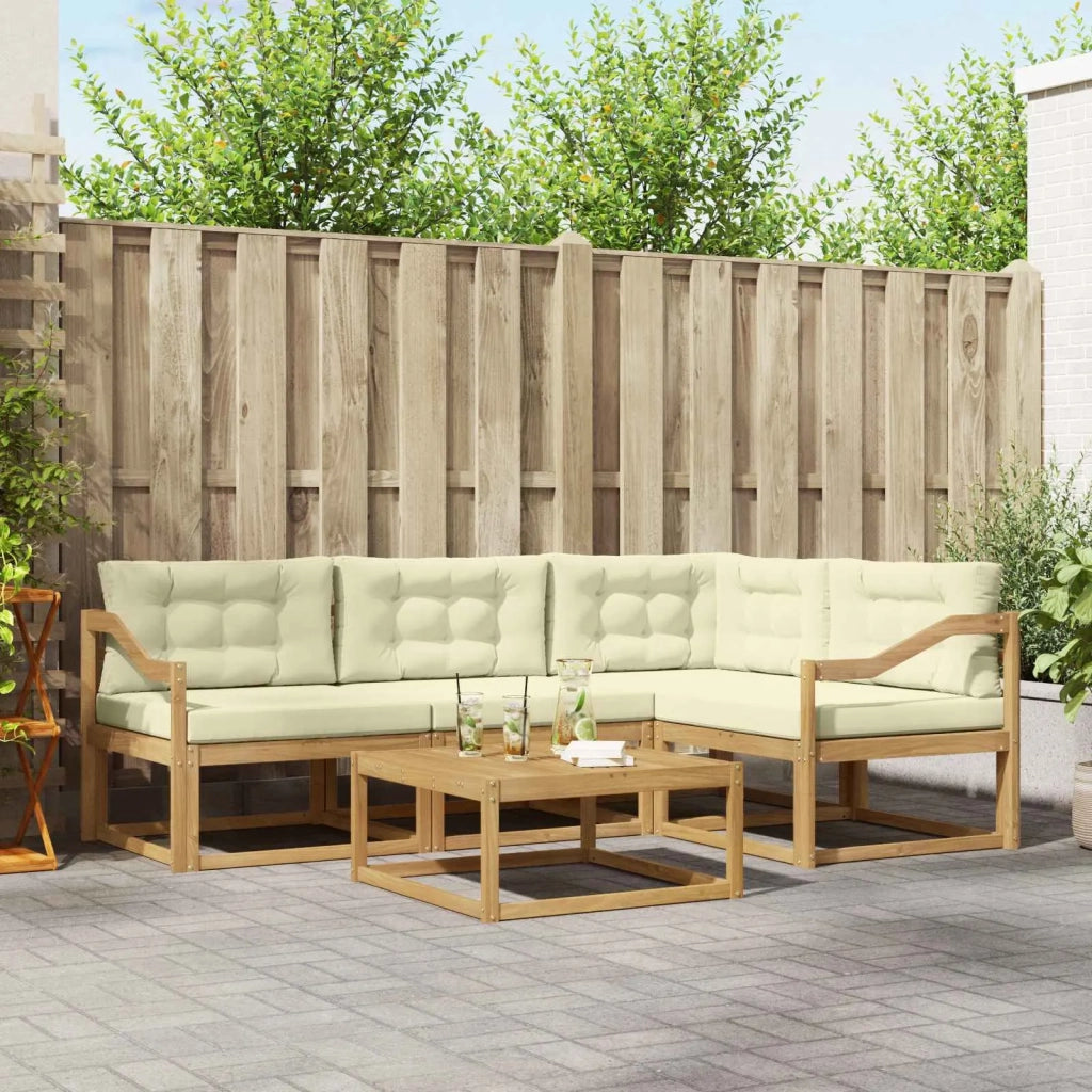 Set di divani da esterno 5 pcs Bianco e Crema 79 x 79 x 37 cm