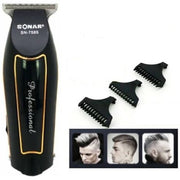 Trade Shop - Rasoio Elettrico Regola Barba Taglia Capelli Batteria Ricaricabile 3 Pettini 7585 -