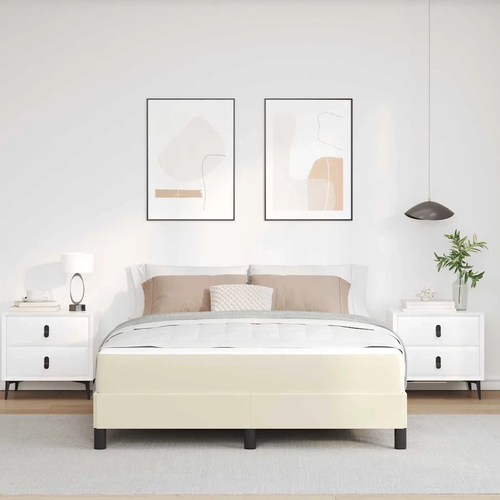 Struttura del letto con materasso Crema 140 x 190 cm Tessuto 3398630