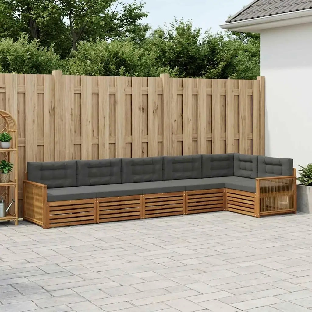 Set di divani da esterno con cuscino 6 pcs Naturale e Antracite