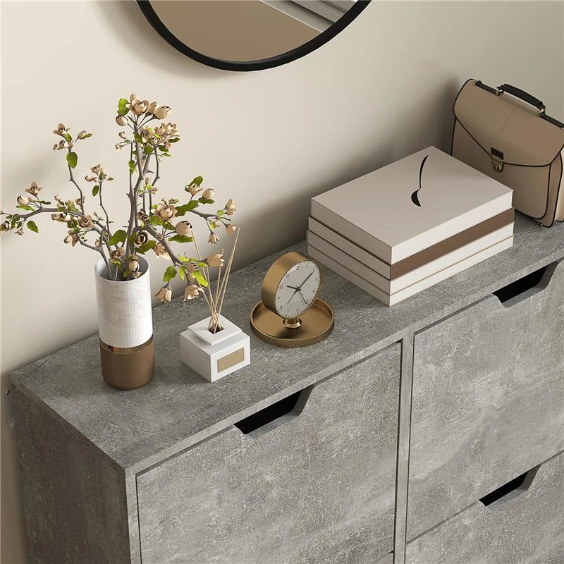 MOBILE SCARPIERA CON 4 CASSETTI RIBALTABILI A 2 LIVELLI PER 16 PAIA IN LEGNO 95X26X95 CM GRIGIO