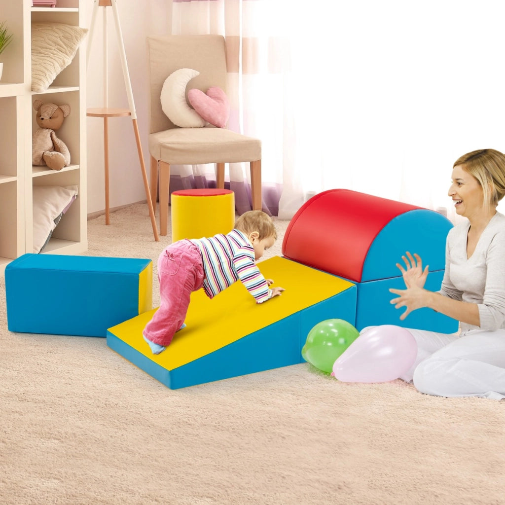 Set di gioco da arrampicata per bambini da 5 pezzi, Strutture di gioco in schiuma impermeabili Colorato 2-Giocattoli educativi