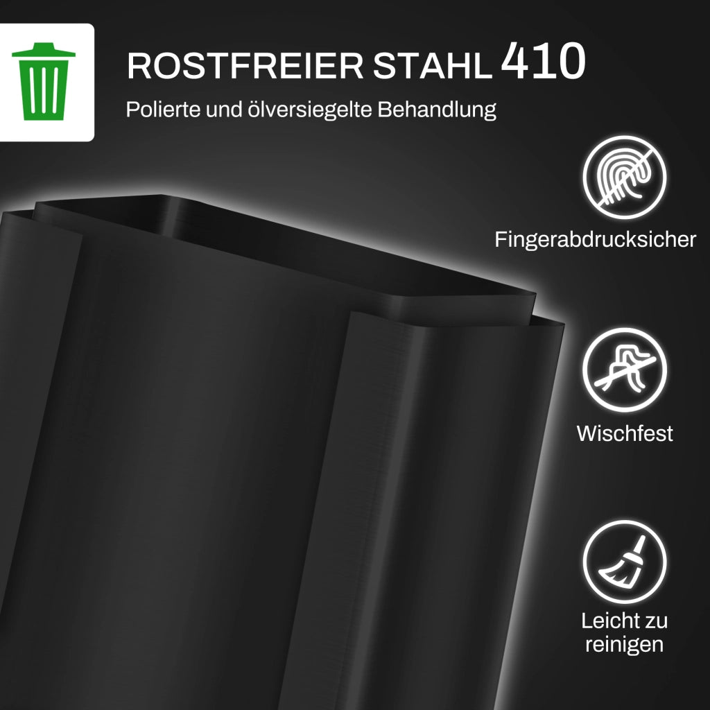 PATTUMIERA a Pedale 2 x 25 L in Acciaio Inox Nero con 2 Secchi Interni