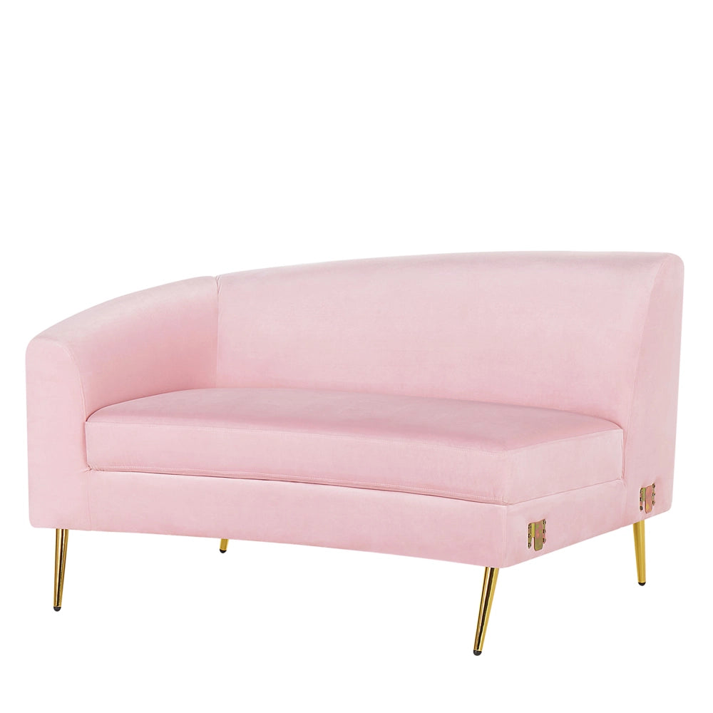Divano 4 posti in velluto rosa seduta posteriore gambe in metallo dorato retro