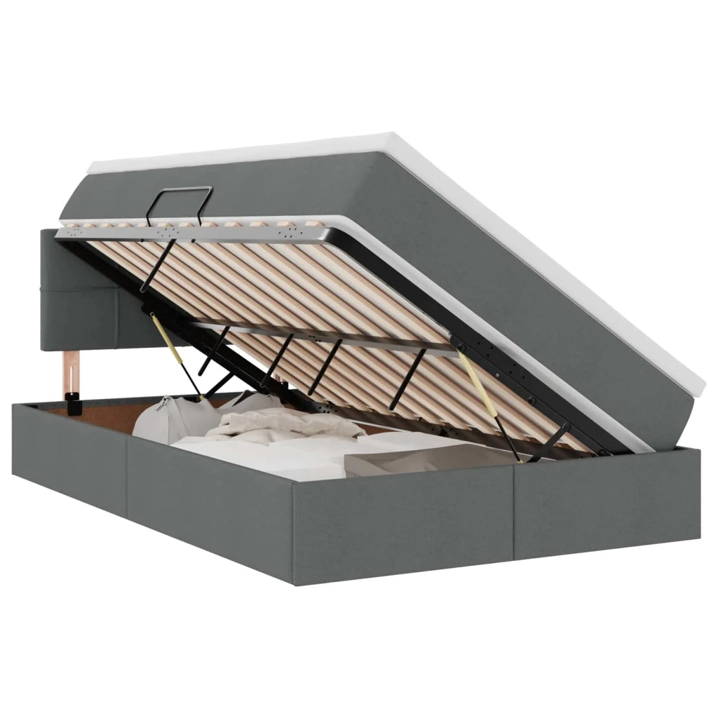 Letto con contenitore e LED Grigio scuro 120 x 200 cm Tessuto 3371137