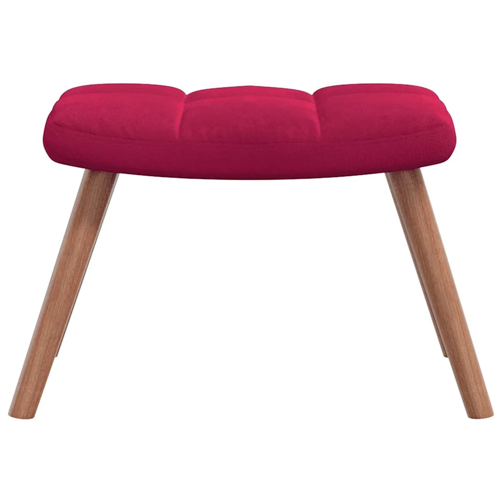 Divano Sedia-Poltrona Relax con Poggiapiedi Rosso Vino in Velluto 624754
