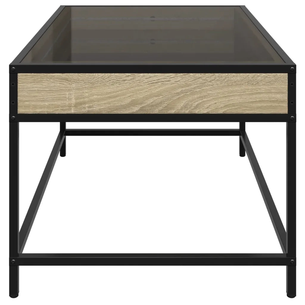 Tavolino da Salotto con LED Infinity Rovere Sonoma 70x50x41 cm