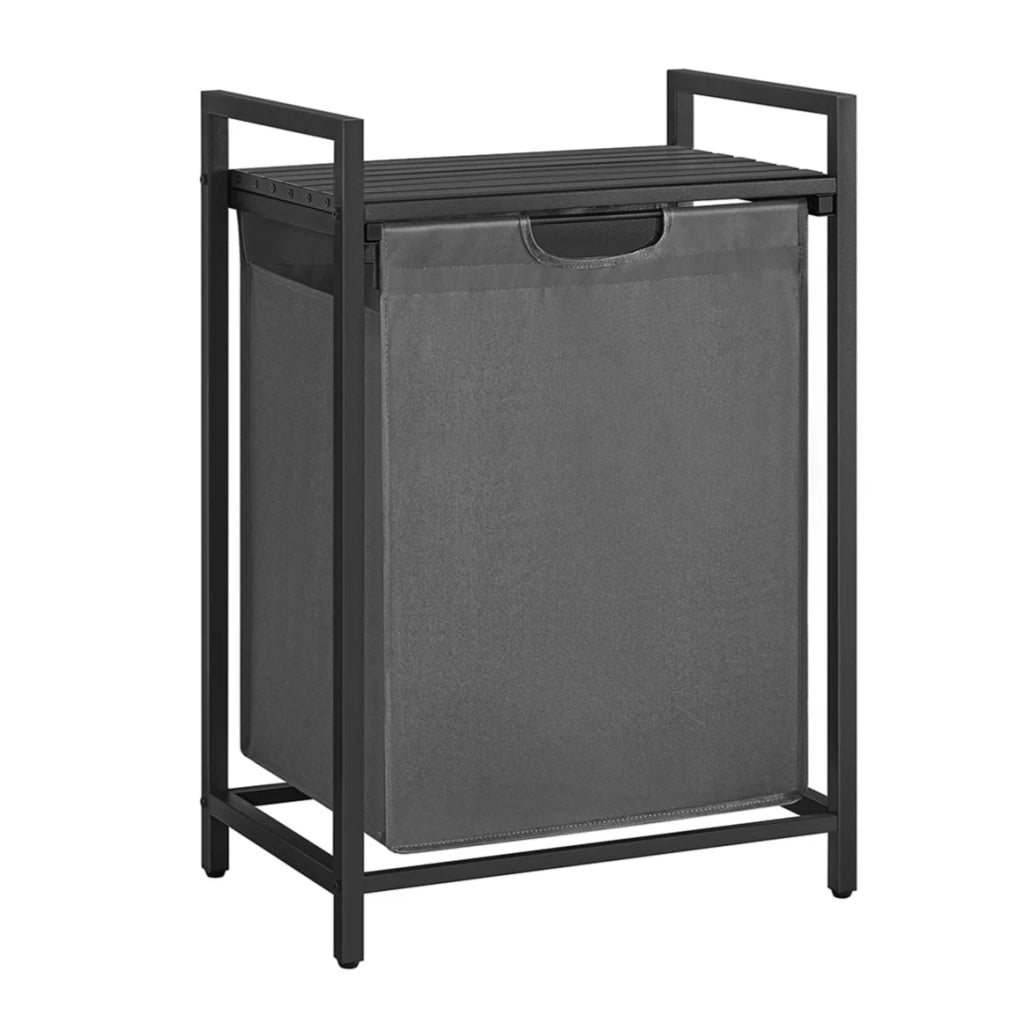 Cesto portabiancheria 2 x 46 litri cesto portabiancheria sporca contenitore per biancheria con ripiano in metallo 2 sacchi in tessuto Oxford rimovibili con chiusura in velcro grigio 12_0006653