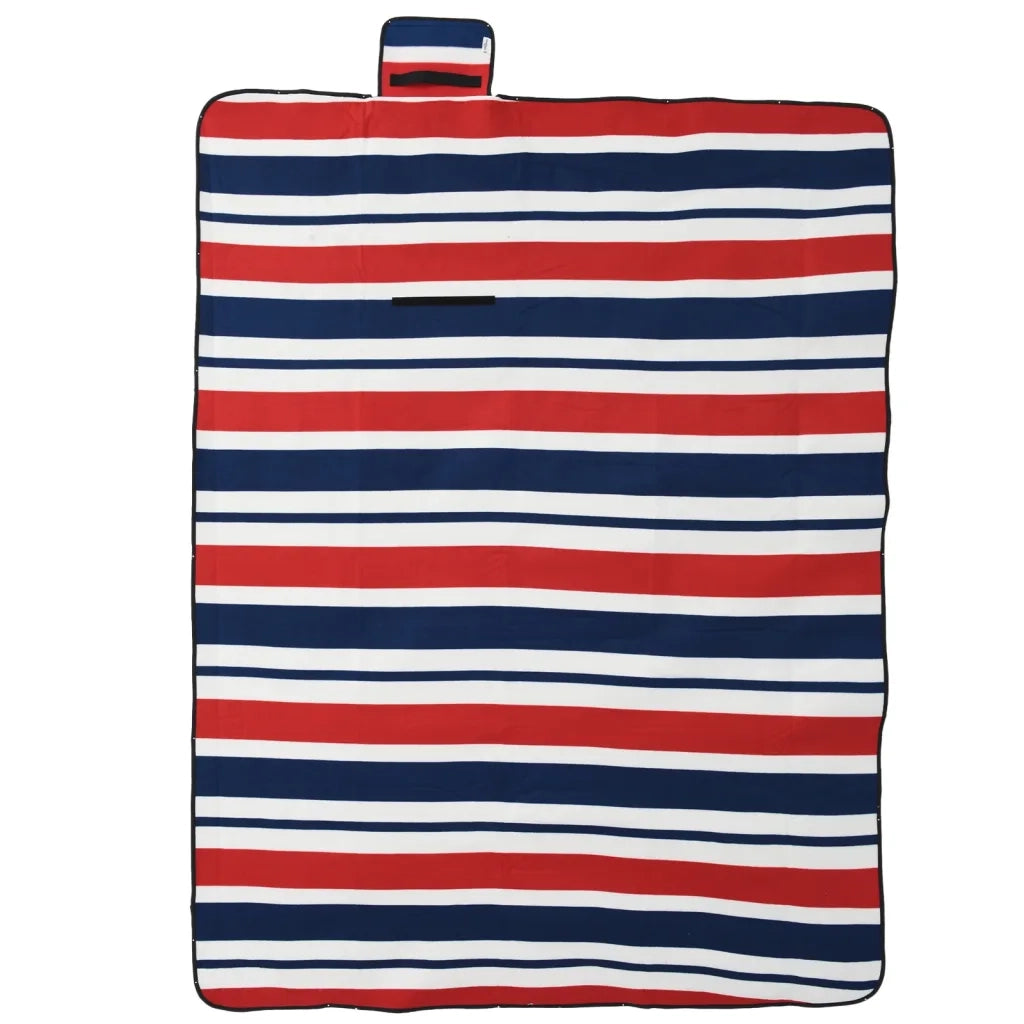 Tovaglia Picnic Pieghevole Strisce Rosse Blu 200x150 cm Velluto CFW9030381