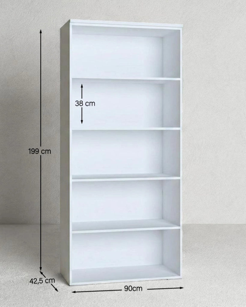 Armadio ufficio Nevada - Mobile archivio 2 ante con serratura - 4 mensola incluse - L. 90 x H. 199 x P. 42,5 cm – Bianco_