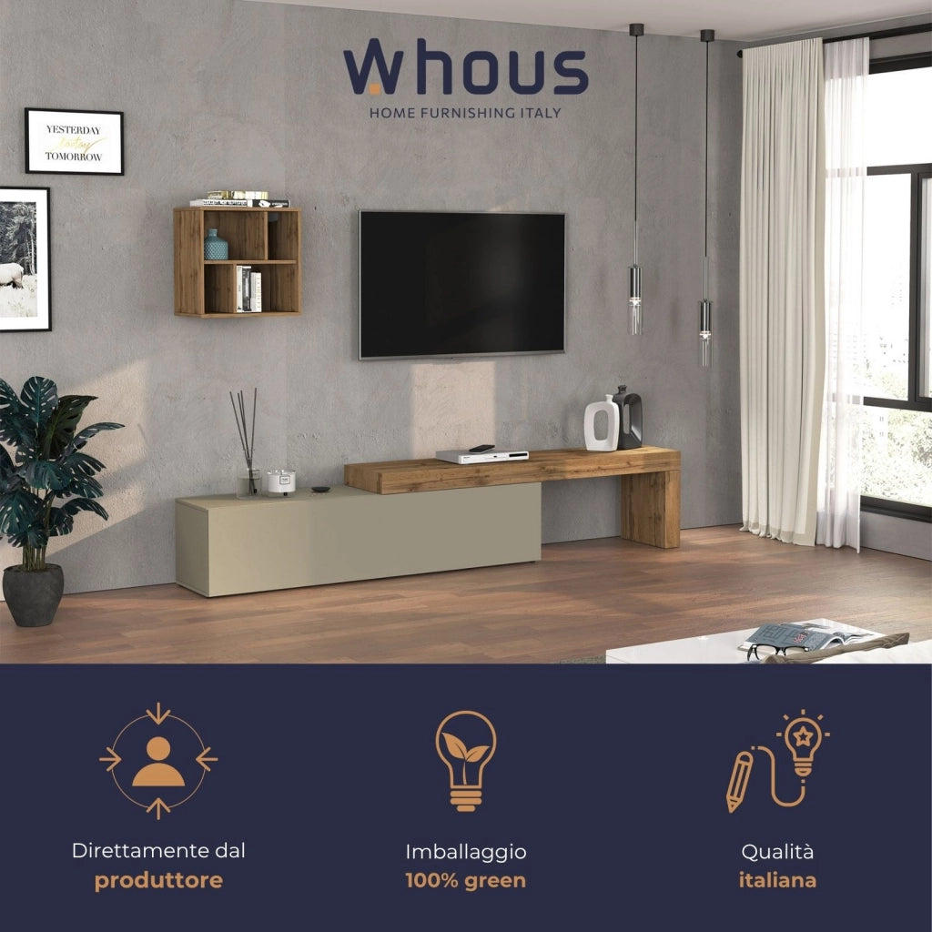 WHOUS Parete attrezzata Chronos set soggiorno tortora opaco e rovere 190/350x40 cm
