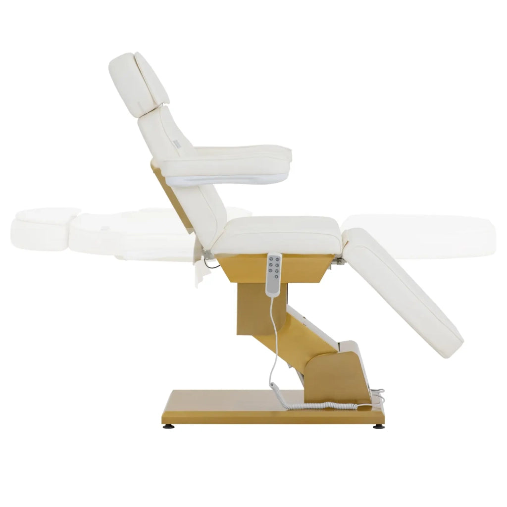 Lettino da massaggio elettrico professionale portata 200 kg riscaldato 3 motori oro e bianco 14_0010000