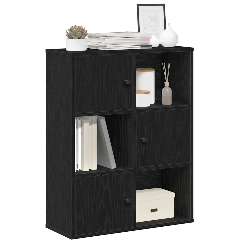 Libreria-Scaffale per Libri-Mobile di Stoccaggio Rovere Nero 60x24x76,5 cm in Legno Multistrato
