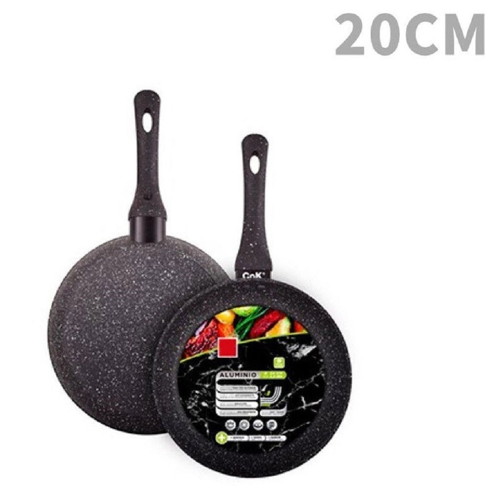 Trade Shop - Padella In Alluminio Con Rivestimento Antiaderente Effetto Pietra Nero Da ø20 A 32cm -