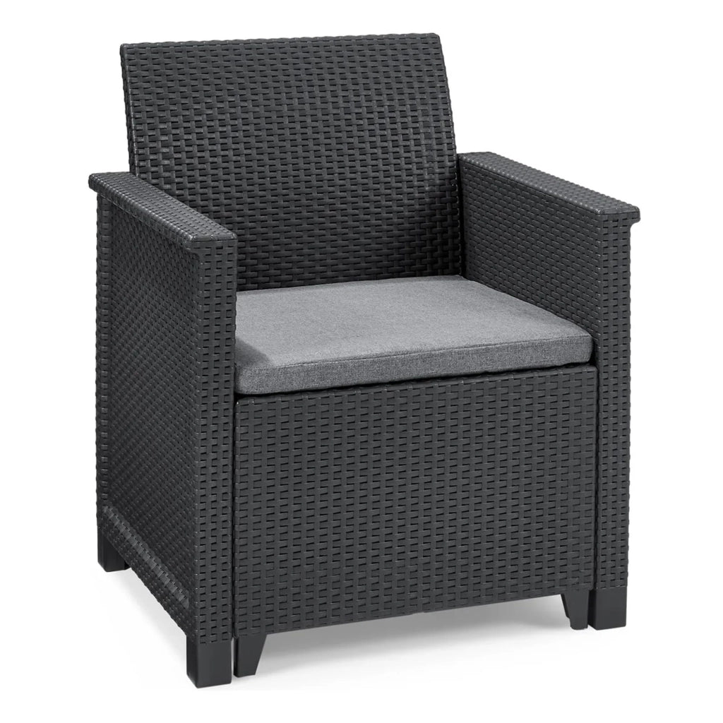 Salottino da Esterno Emma Balcony Set in Resina Effetto Rattan 3 Pezzi