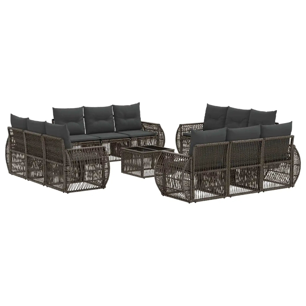 Set Divano da Giardino 13 pcs Grigio e Grigio Scuro polyrattan