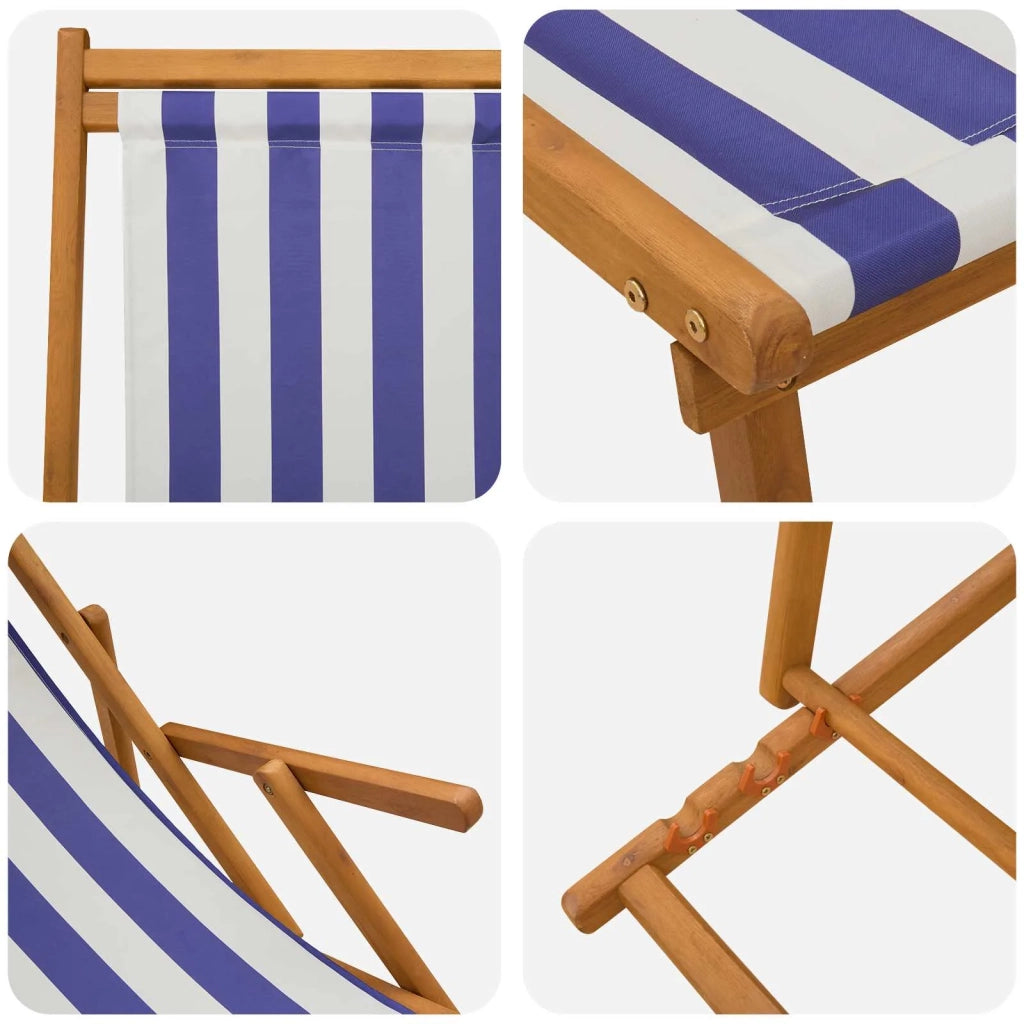 Lettino prendisole pieghevole 2 pcs 3 Posizione Blu e Bianco 3407828