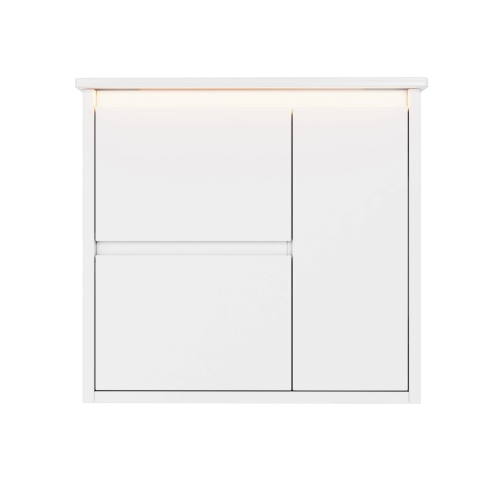 Mobile bagno sospeso bianco da 61 cm con luce LED e lavabo integrato