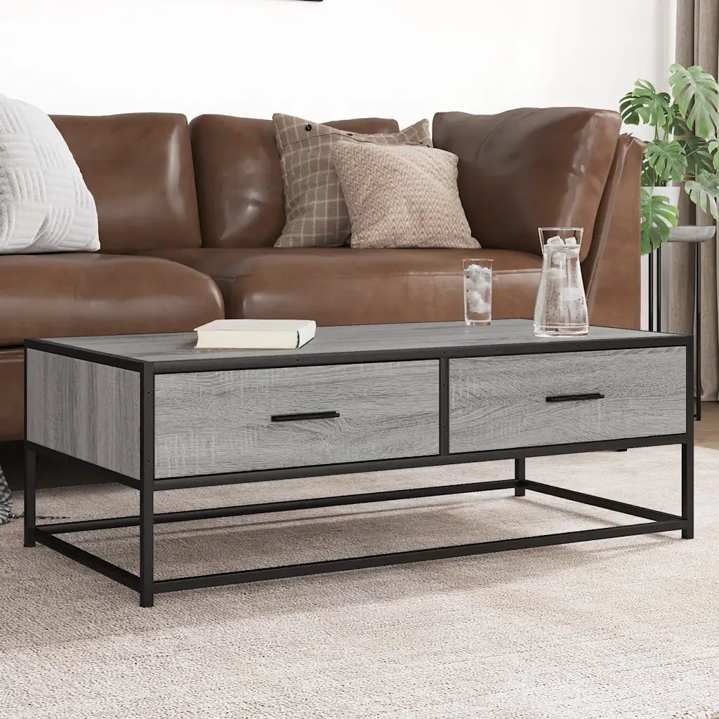 Tavolino salotto | Tavolino da caff¨¨ | Tavolino da Soggiorno Grigio Sonoma 100x50x35cm Multistrato Metallo