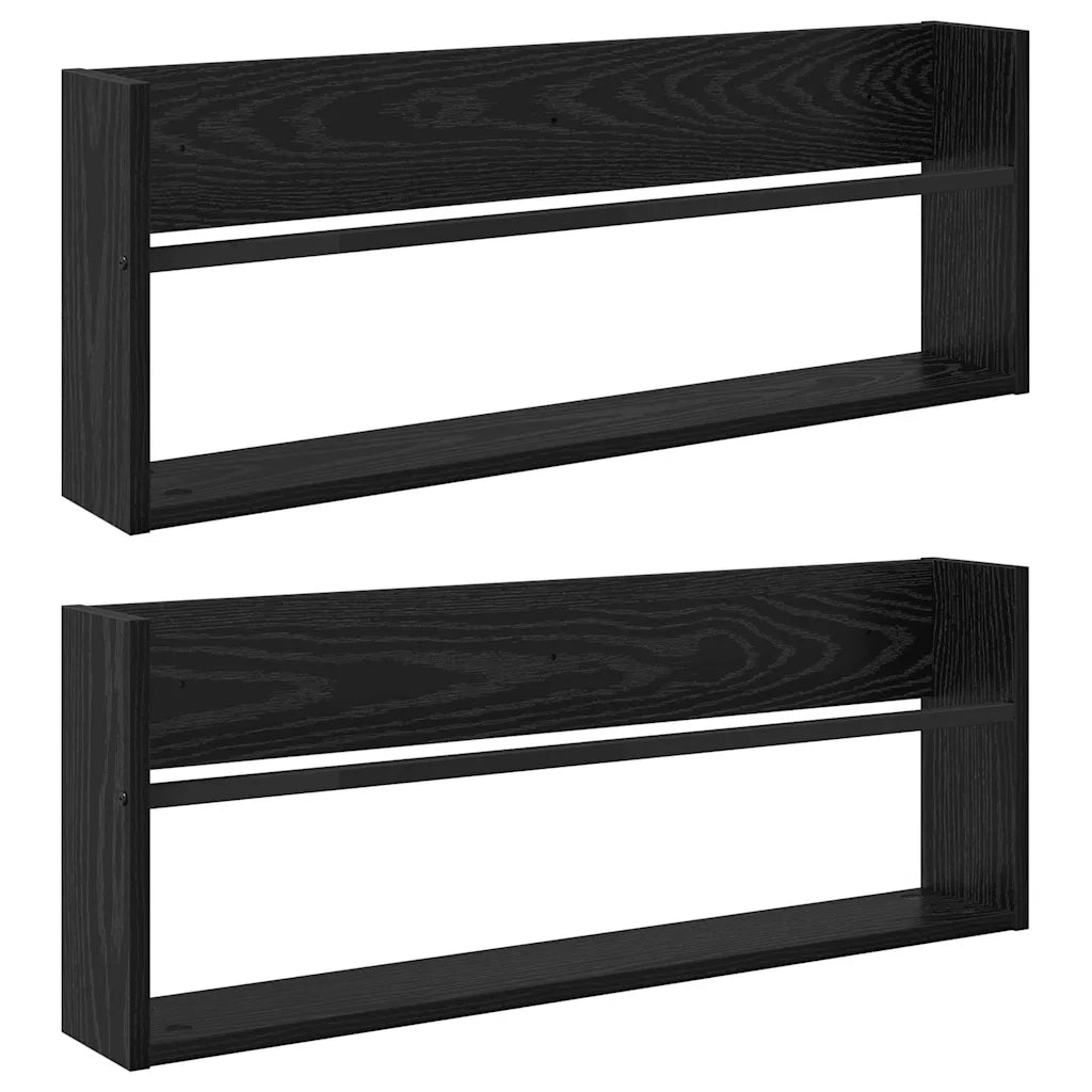 Scaffale per riviste 2 pcs Rovere Nero 80 x 12 x 30 cm 890805
