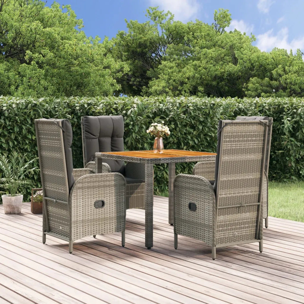 Set da Pranzo da Giardino 5 pz con Cuscini in Polyrattan Grigio 3185039