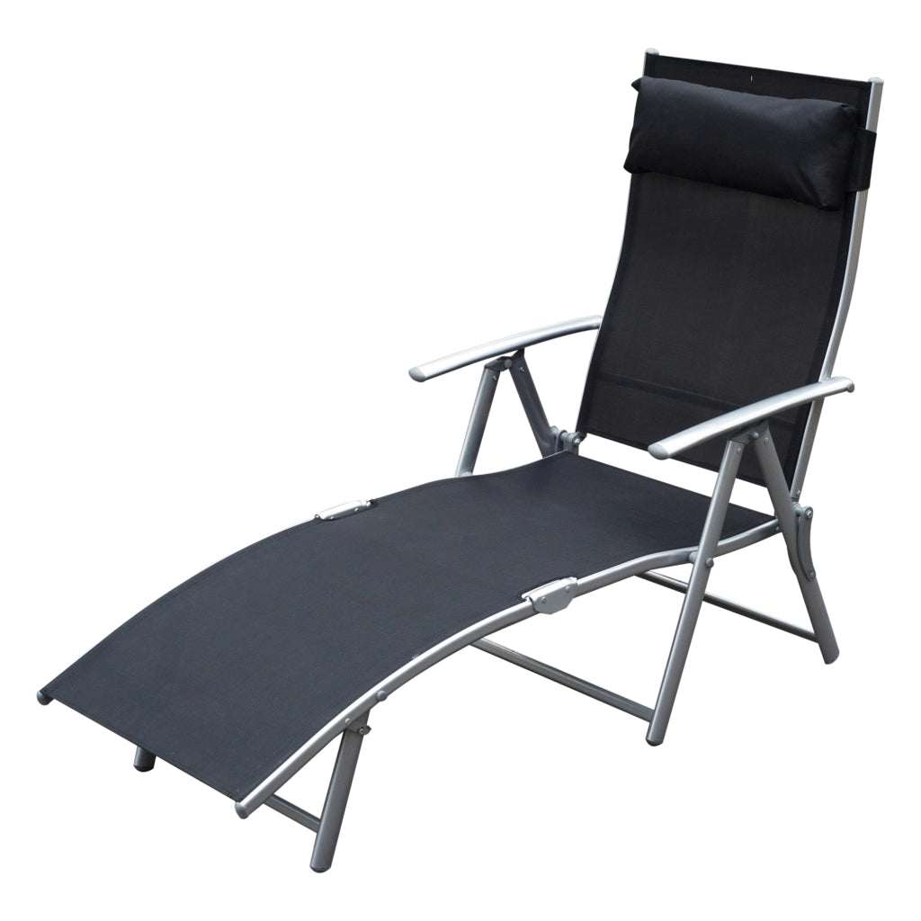Sdraio da Giardino Pieghevole con Cuscino ¨C zephmum ¨C Nero, 137x63.5x100.5cm