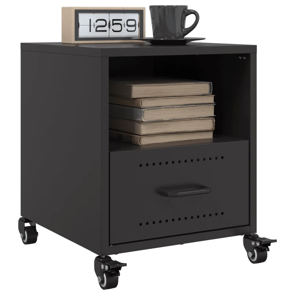 Set di 2 Comodini | Armadio da Notte | Mobiletto da notte Neri 36x39x43,5 cm in Acciaio