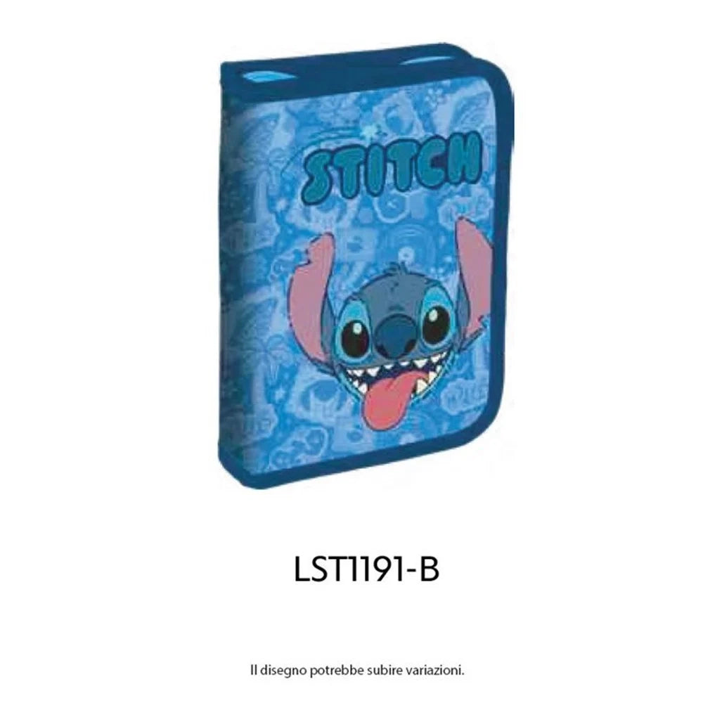 Trade Shop - Astuccio A 1 Zip Cerniera Riempito Grafica Stitch Con Cancelleria Scuola Bambini 968654 -