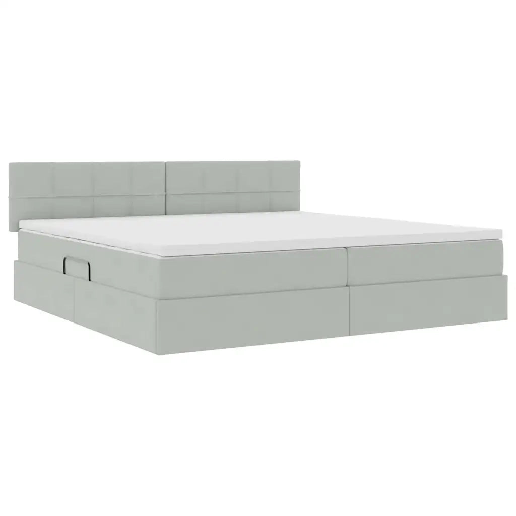 Letto con Contenitore Grigio chiaro 200 x 200 cm Velluto 3370779