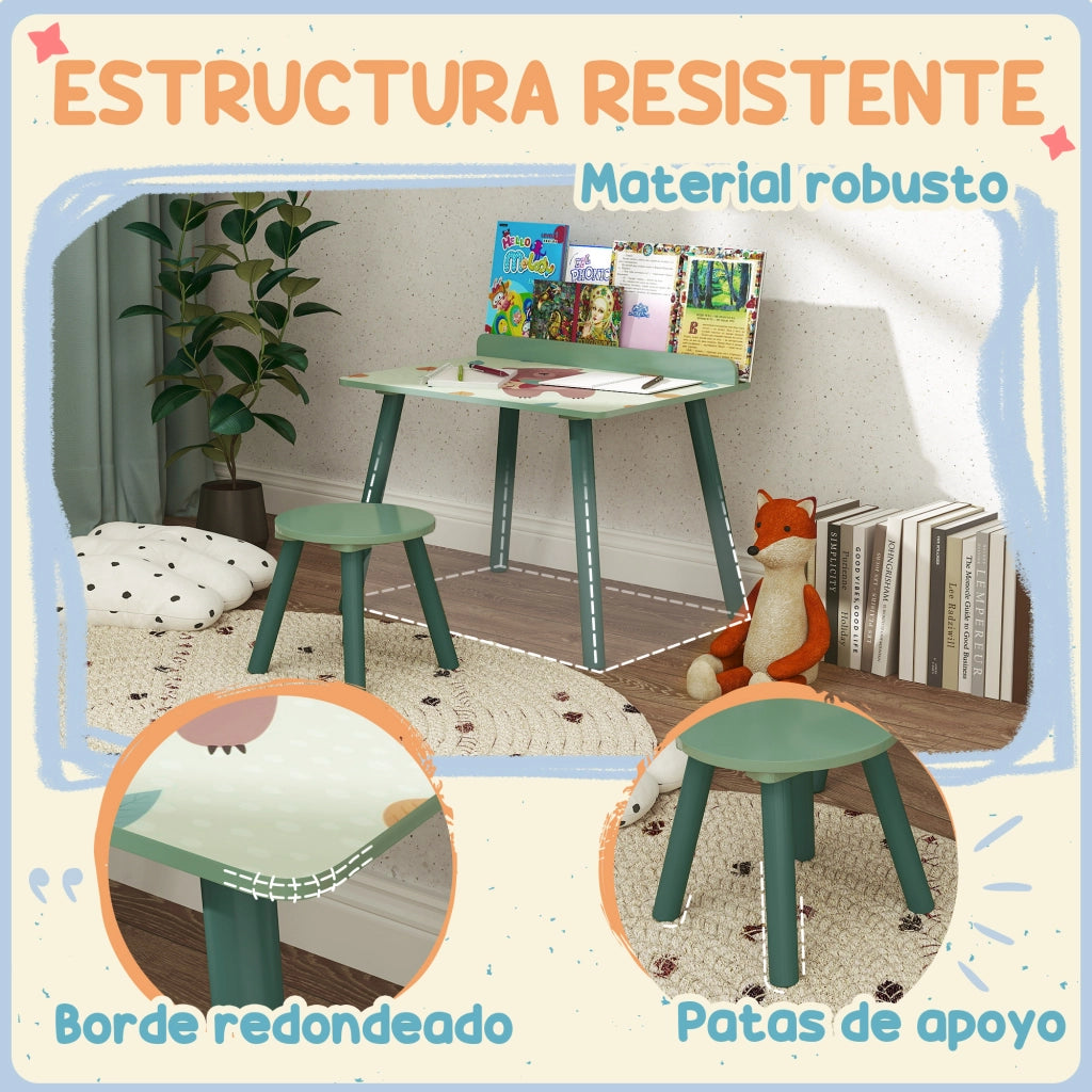 Scrivania Bambini con Sedia e Scaffale ¨C ZephMum ¨C Verde 90x50x75