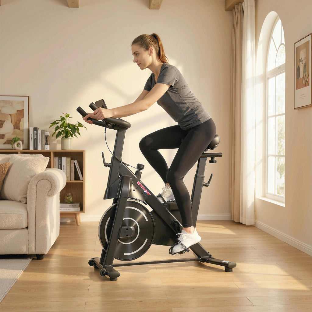 Cyclette Magnetica Regolabile con Display LCD e Supporto Tablet ¨C zephmum ¨C Nero, Acciaio e ABS, 103x49x98-112 cm