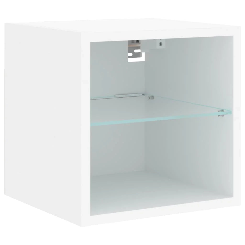 Mobile TV multimediale mensola TV credenza mobile TV parete attrezzata per sala da pranzo soggiorno camera da letto con luci LED 30 x 28,5 x 30 cm bianco 02_0027868