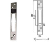 CONTROPIASTRA PER SERRATURE INFILARE PROFILATI IN ALLUMINIO 06462 20  mm.25x156, spessore mm.4,5 (0646220)    CISA