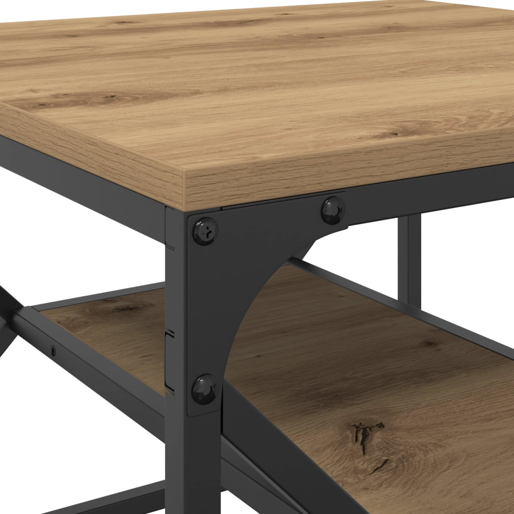 Tavolino da caffÃ¨  con piano in rovere artigianale 51x50x40 cm in legno ingegnerizzato