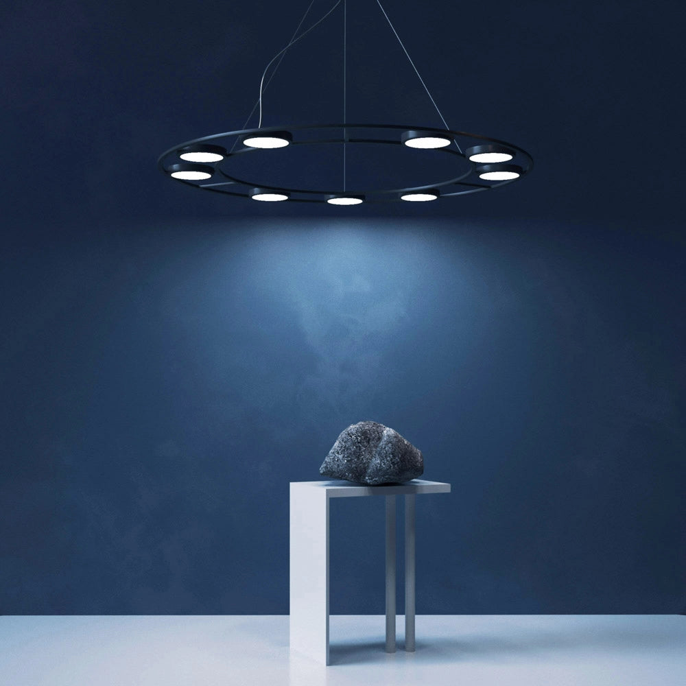 Maytoni Lampadario moderno Fad 9 luci LED integrato nero metallo diffusore acrilico