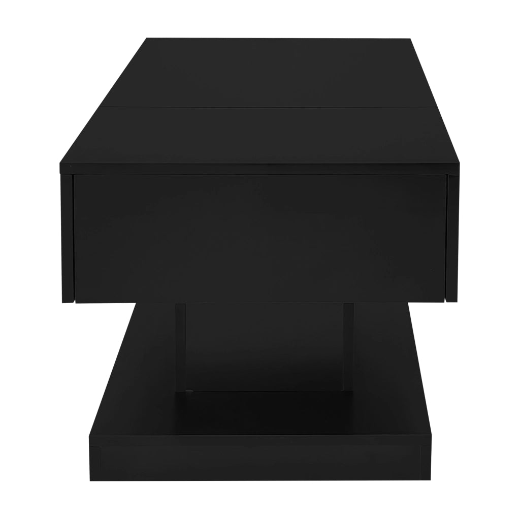 TAVOLINO DA SALOTTO Sollevabile 100x50x45 cm Nero in Pannello di legno con LED