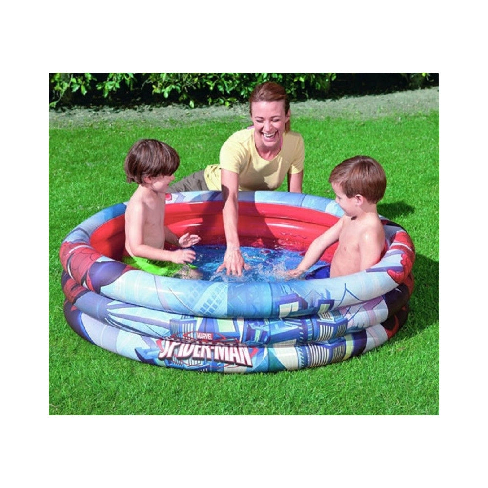 Trade Shop - Piscina Gonfiabile Spiderman 3 Anelli 122 X 30 Cm Fuori Terra Spider-man -