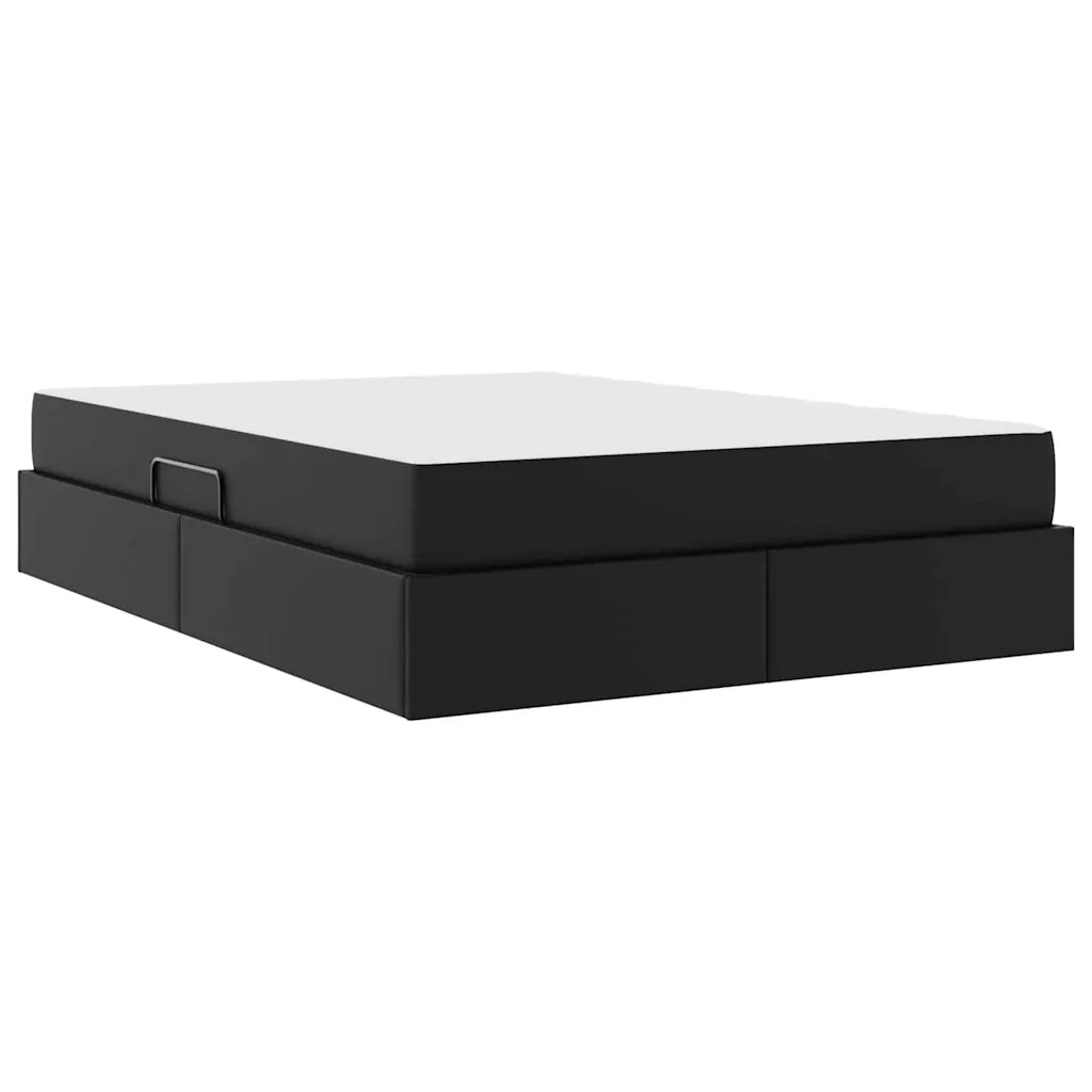 Letto con contenitore e materasso 2 pcs Nero Pelle 3399608