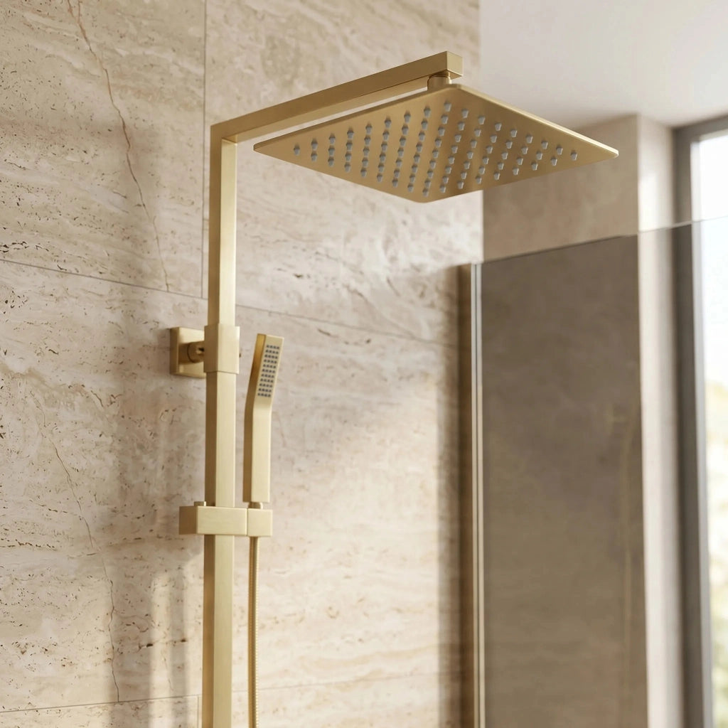 Soffione Doccia Quadrato Rea Js-p015bg 25cm Brush Gold