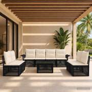 Set Divano da Giardino 9 pz Nero polyrattan 3434806