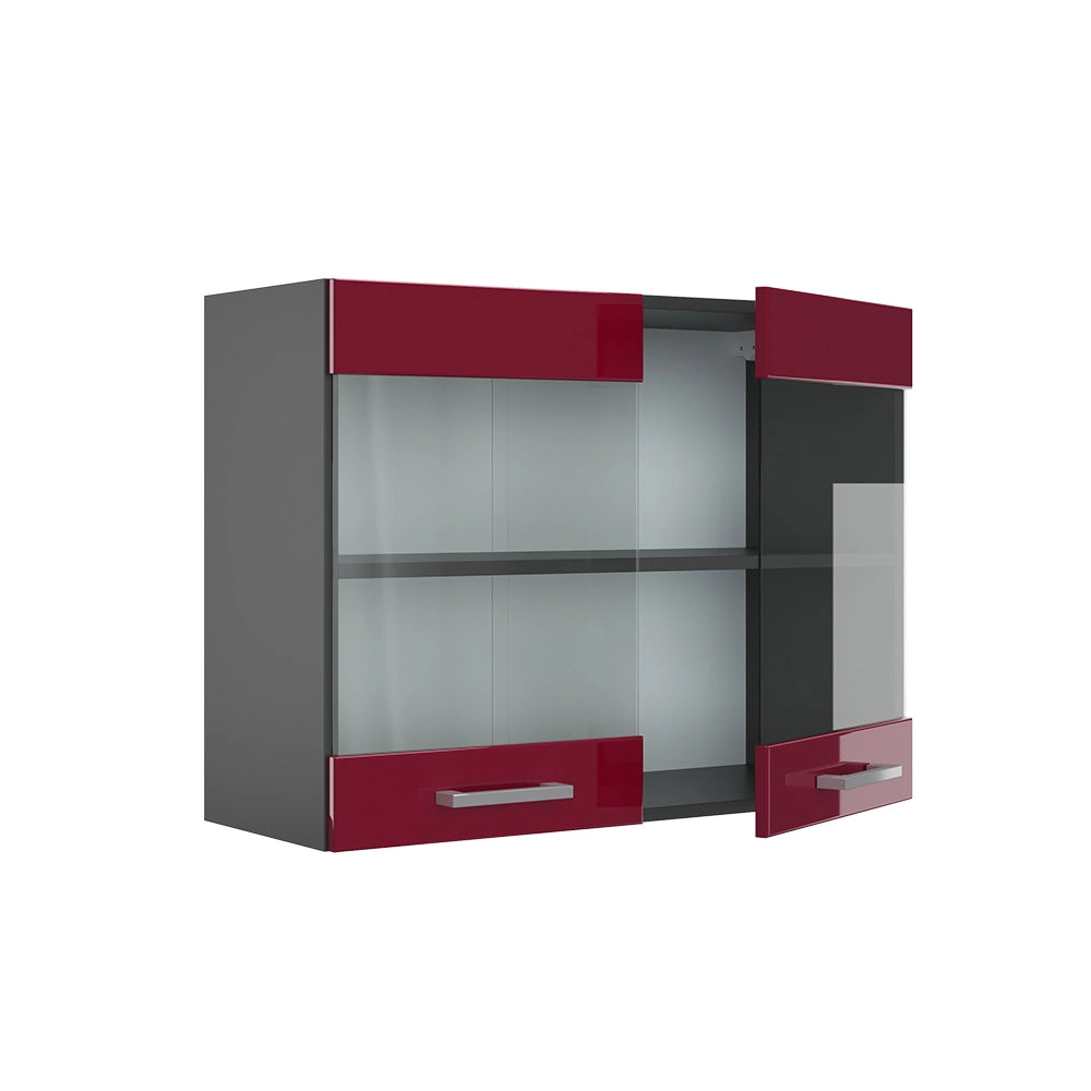 Vicco Mobile da cucina in vetro Rosso lucido 80 cm
