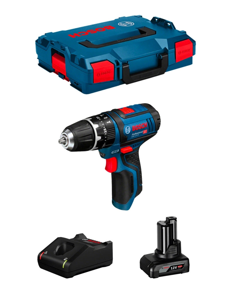 Trapano a Percussione BOSCH GSB 12V-15 (1 x 6,0 Ah + GAL12V-40 + L-Boxx 102)