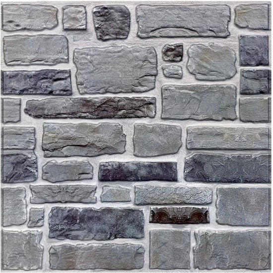 Pannelli da parete 3D in stile pietra, autoadesivi, grigio, 10 pezzi 30x30 cm, decorazione per pareti interne, autoadesivi 3D in PVC, impermeabili