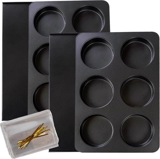 Pacco di 2 forme per muffin con coperchio, grandi forme per muffin con pareti rette e 10 sacchetti di pane con cordoni, panini per hamburger da cuocere in casa/cucina.