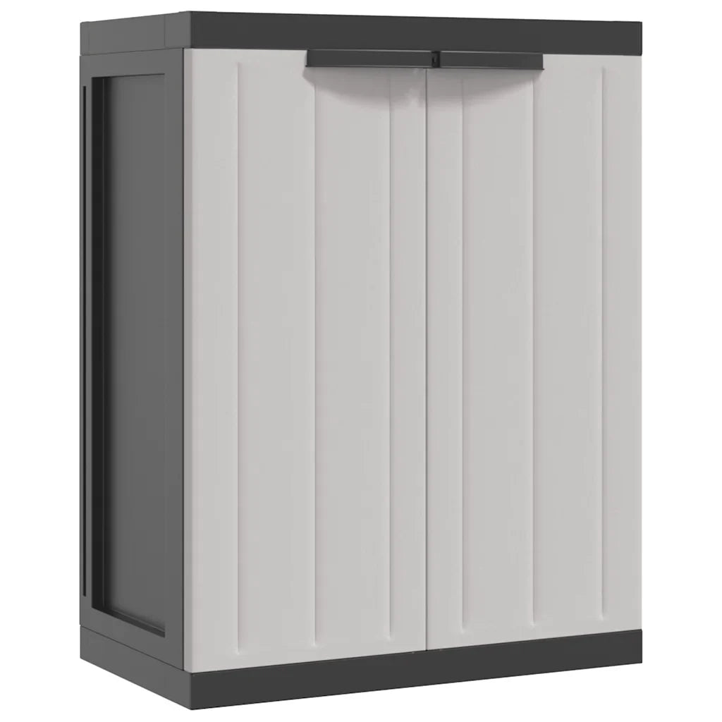Mobile contenitore da esterno compatto di design per giardino 65 x 37 x 85 cm con ripiano regolabile in PP grigio 02_0047409
