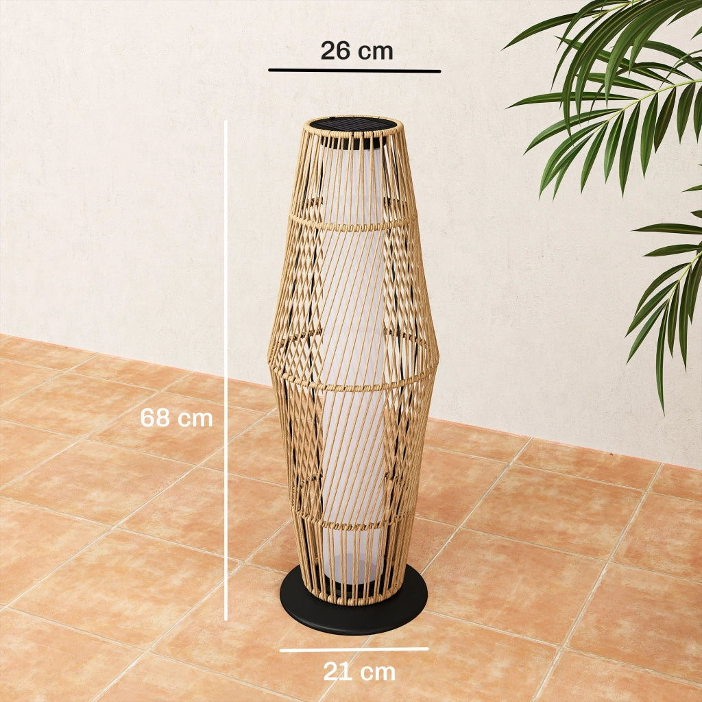 Lanterna Solare da Esterno in Resina Intrecciata ¨C zephmum ¨C Sabbia 26x26x68cm