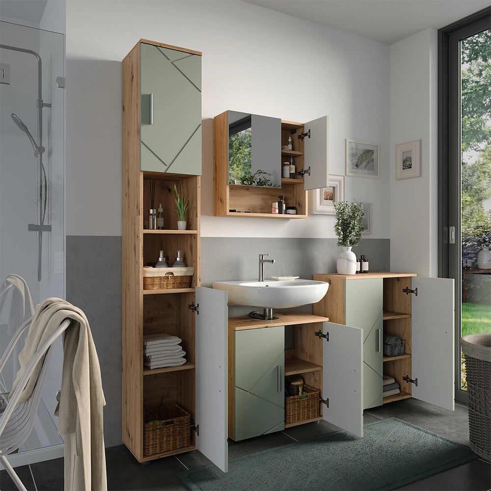 Vicco Set di mobili da bagno Verde salvia 4 parti