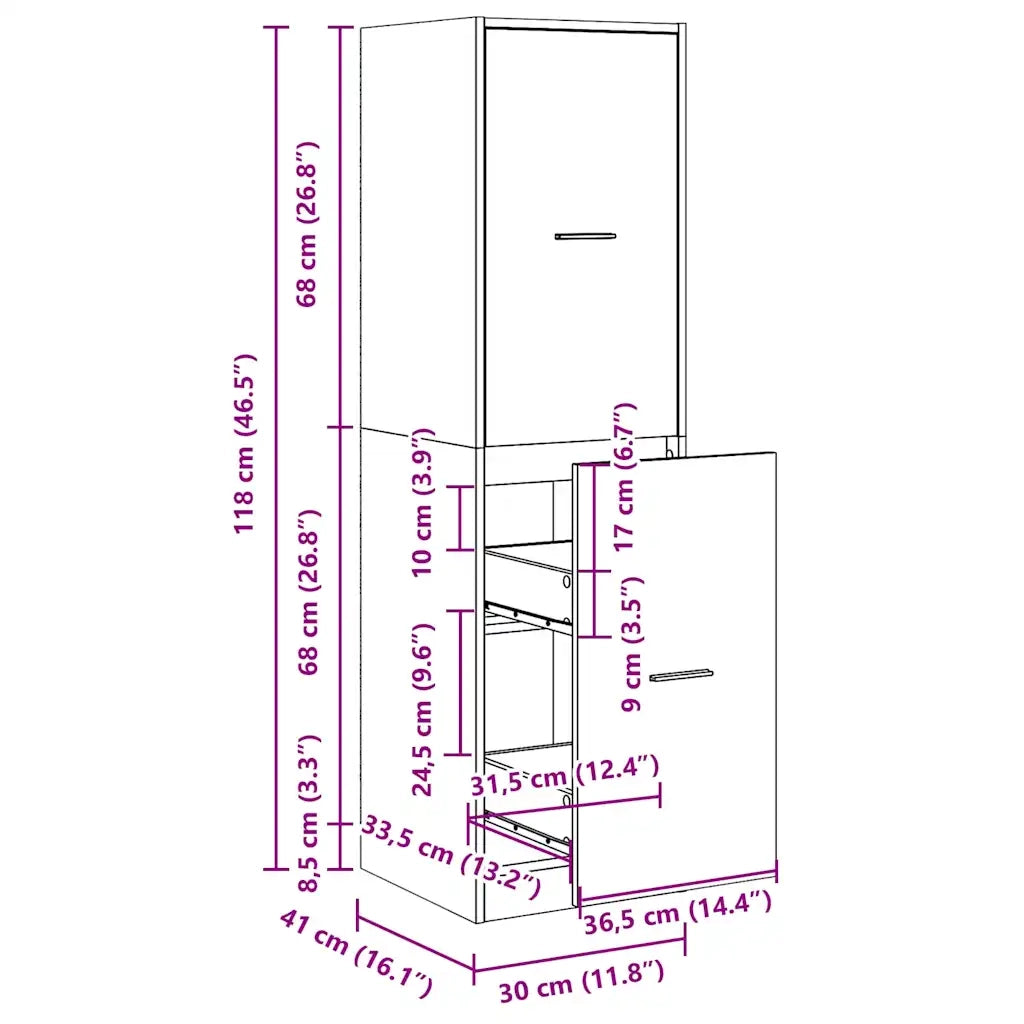 vidaXL Armadietto da Farmacia Legno Vecchio 30x41x118 cm in Truciolato