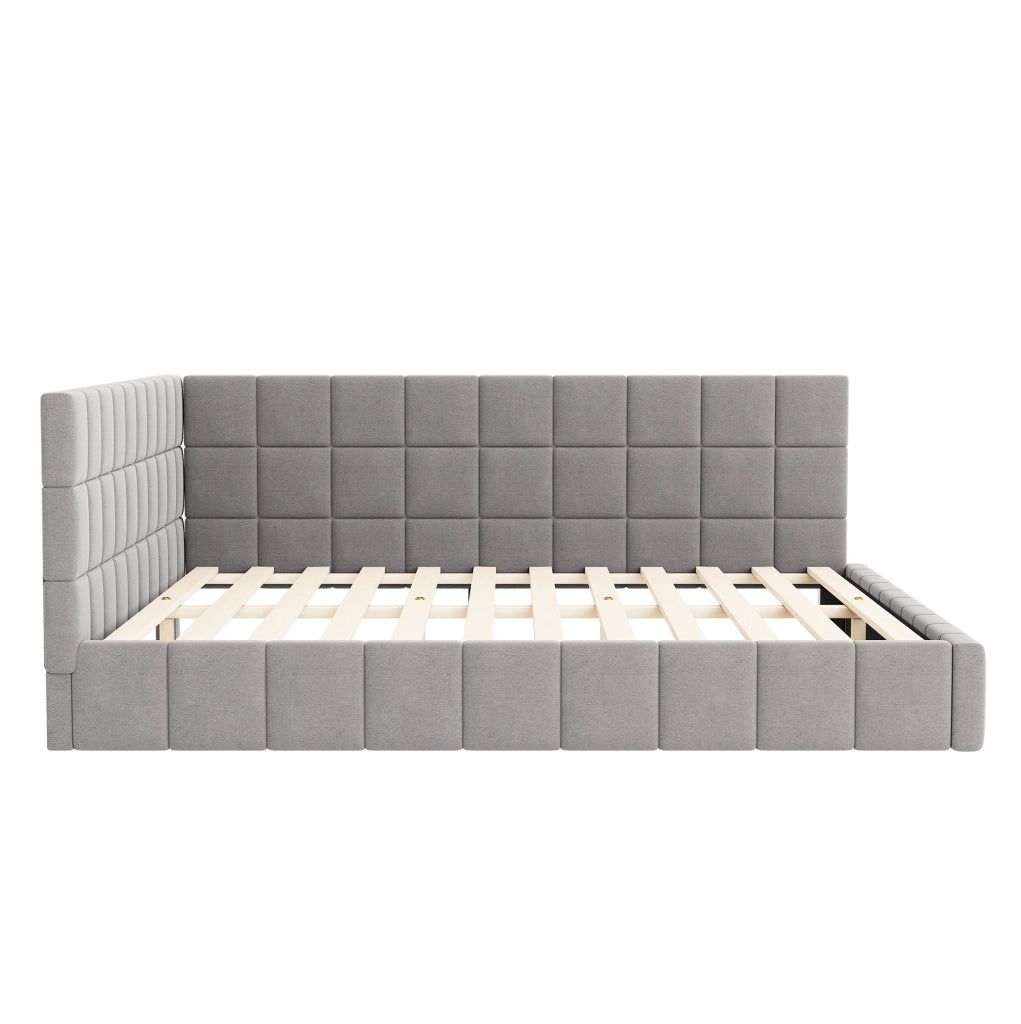 Letto imbottito 160x200 cm convertibile in divano in tessuto grigio